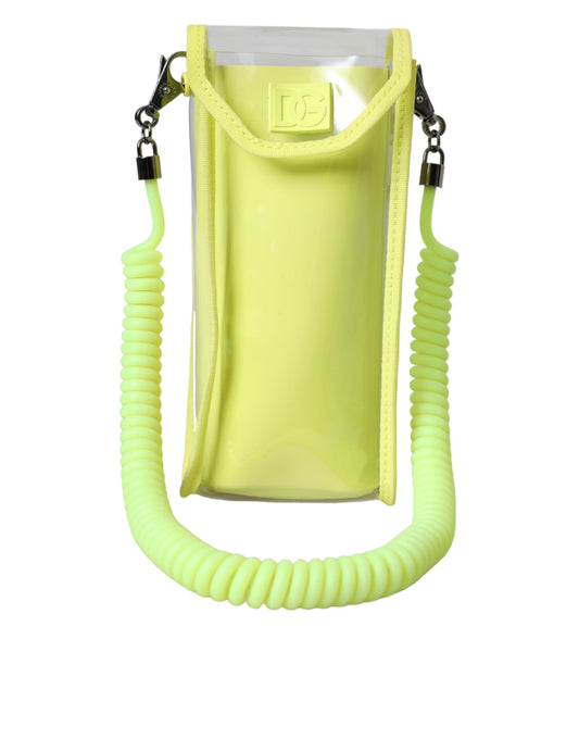 محفظة دولتشي آند غابانا بحزام للرقبة وشعار DG باللون الأصفر والأخضر من البلاستيك