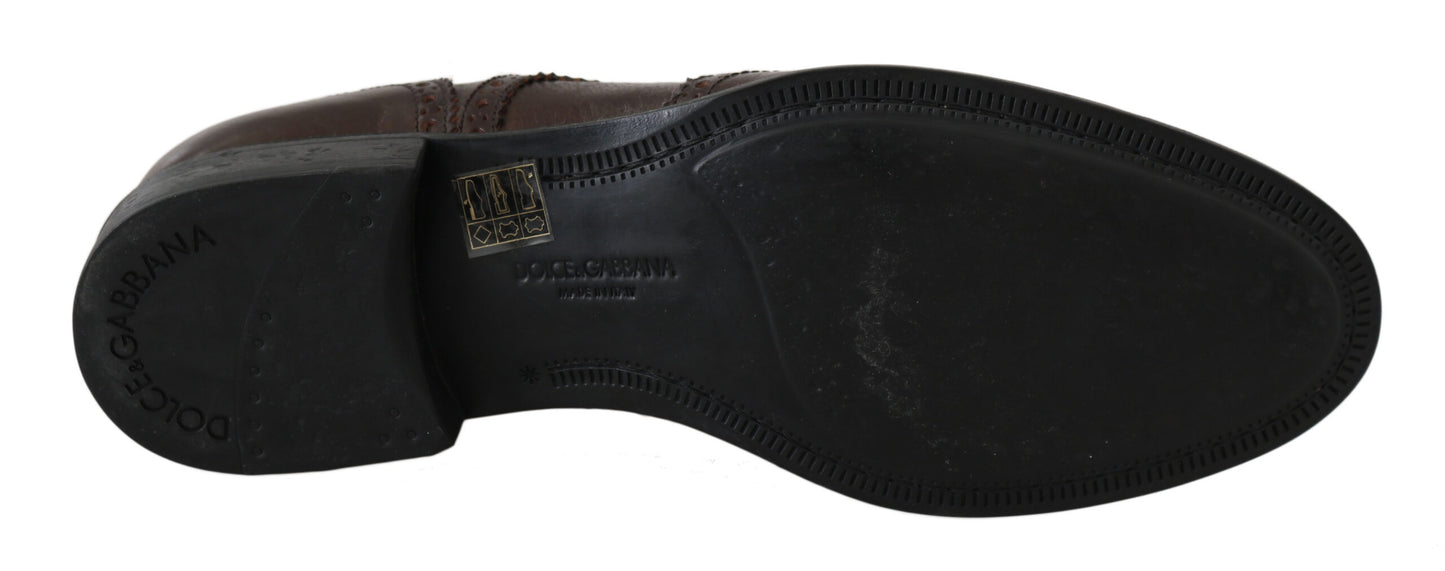 حذاء ديربي رسمي من الجلد البني من دولتشي آند غابانا