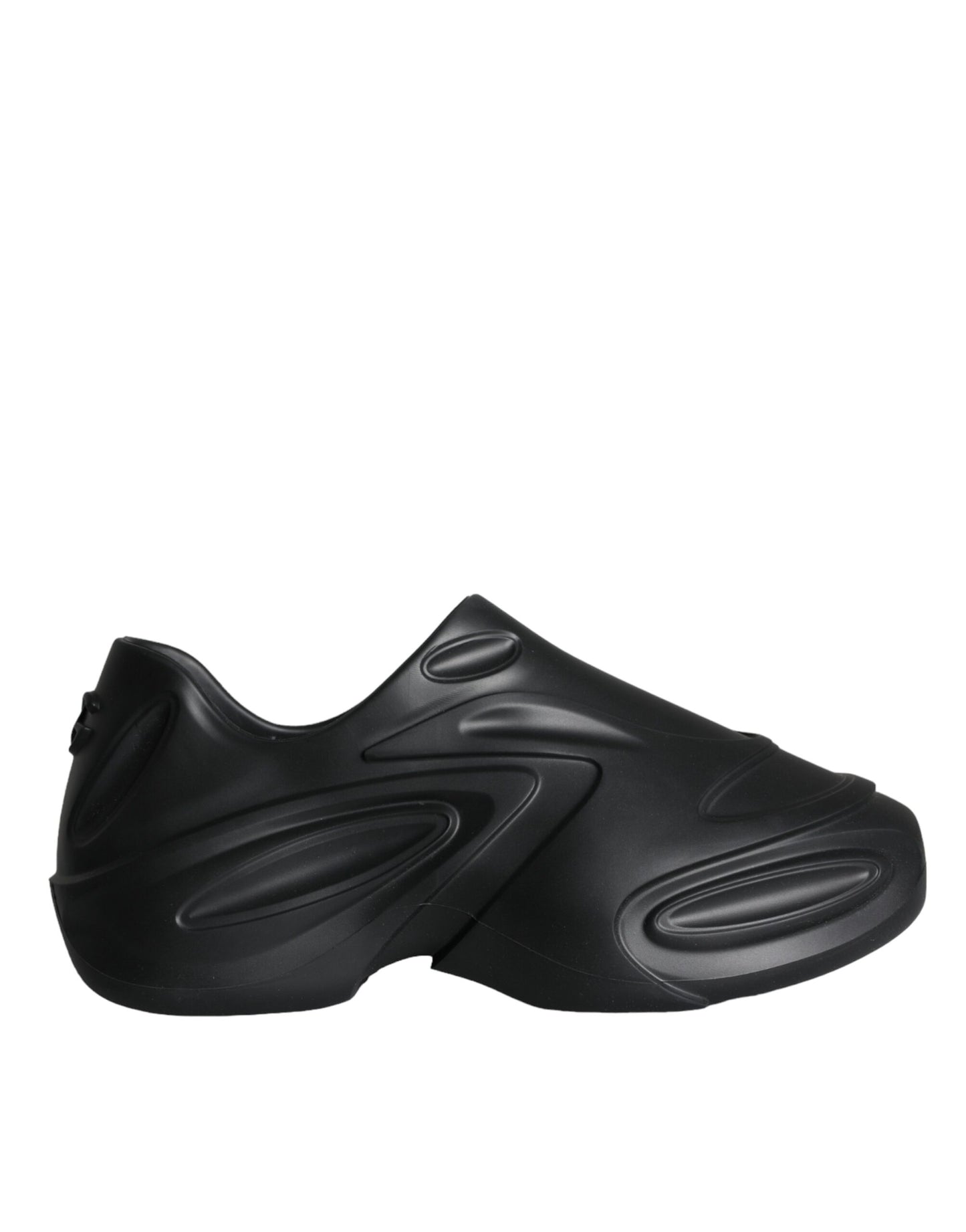 حذاء سنيكرز دولتشي آند غابانا أسود من المطاط المزخرف برقائق معدنية، منخفض الارتفاع