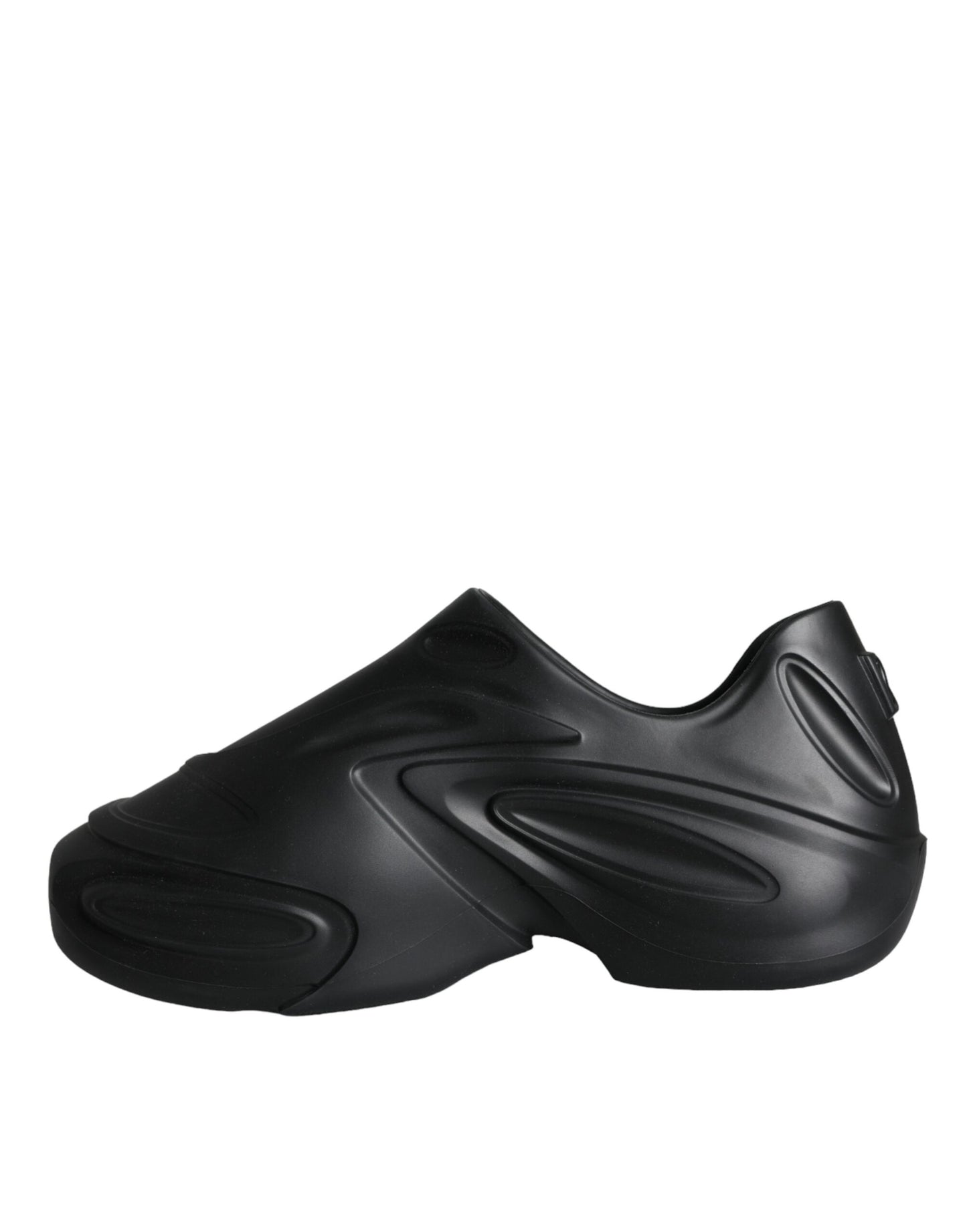 حذاء سنيكرز دولتشي آند غابانا أسود من المطاط المزخرف برقائق معدنية، منخفض الارتفاع