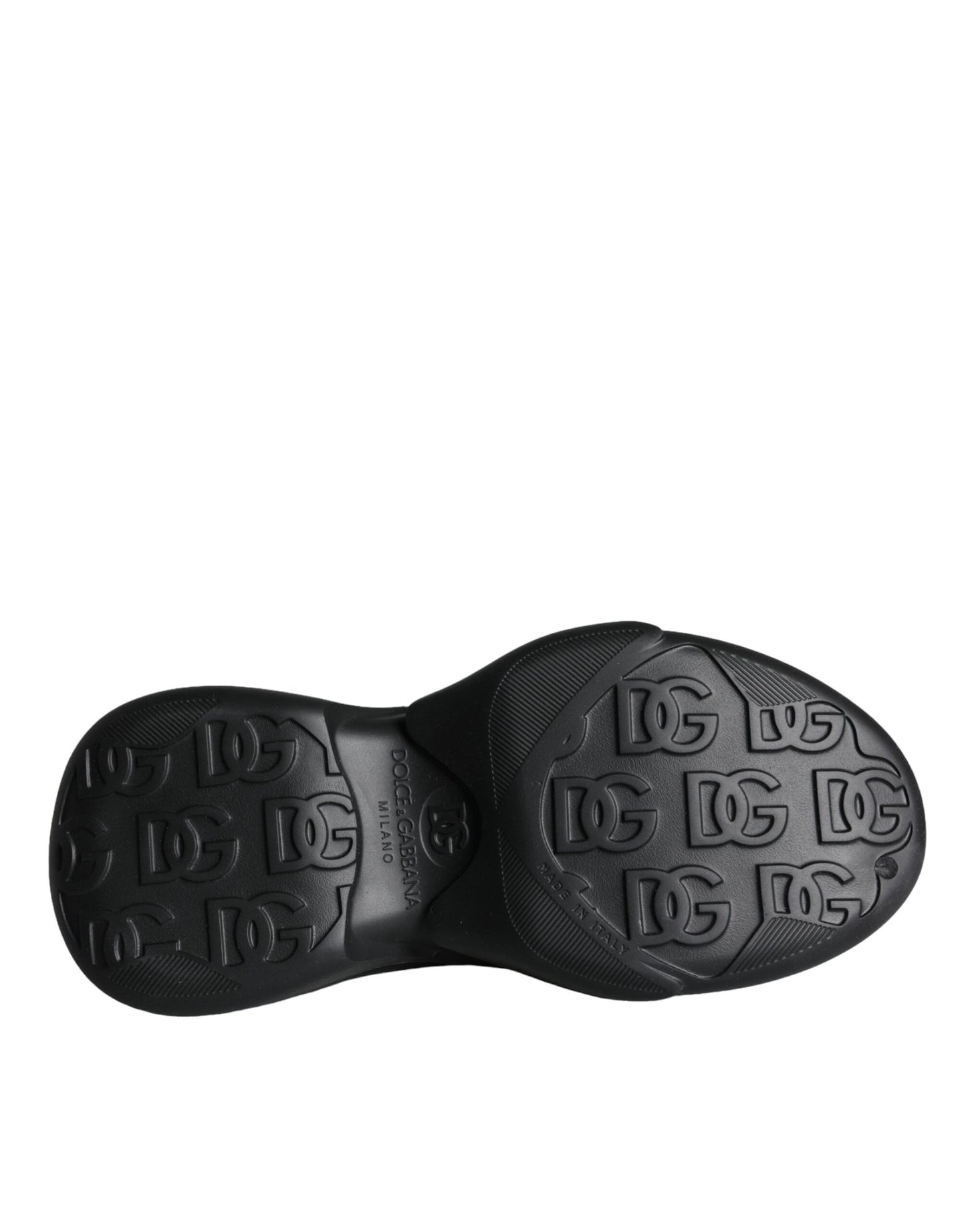 حذاء سنيكرز دولتشي آند غابانا أسود من المطاط المزخرف برقائق معدنية، منخفض الارتفاع