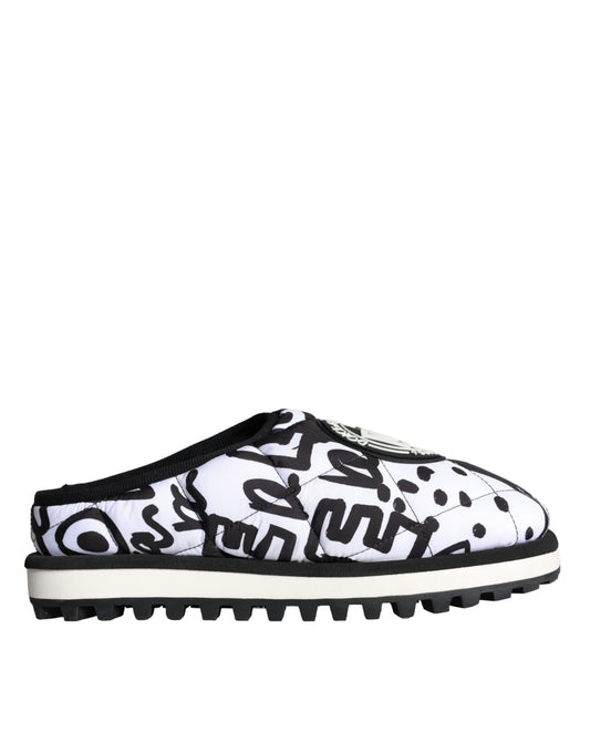 صندل دولتشي آند غابانا أسود وأبيض بشعار مبطن