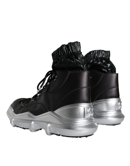 حذاء سنيكرز جاليليو أسود من النايلون عالي الرقبة من دولتشي آند غابانا