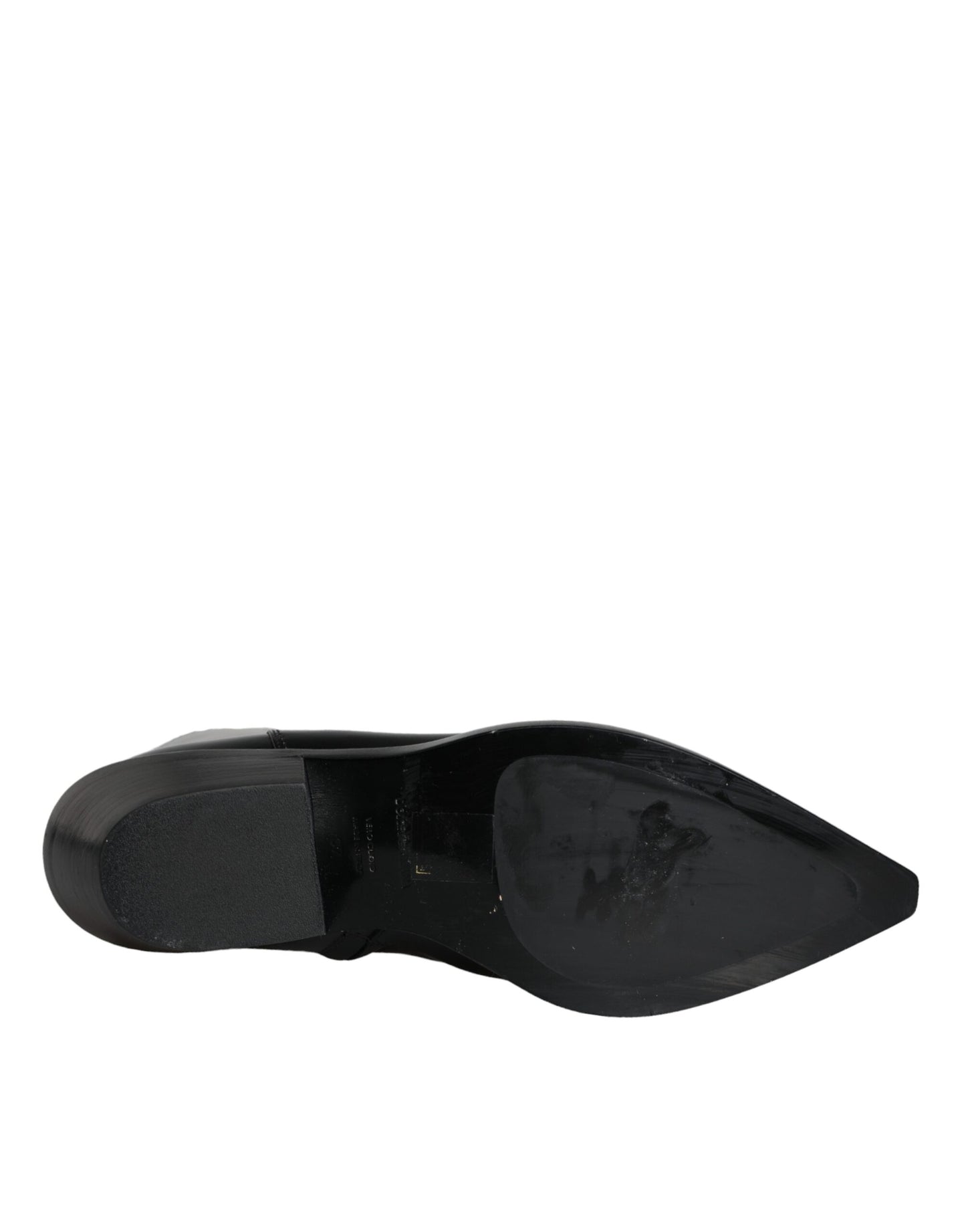 حذاء بوت قصير من الجلد الأسود من دولتشي آند غابانا