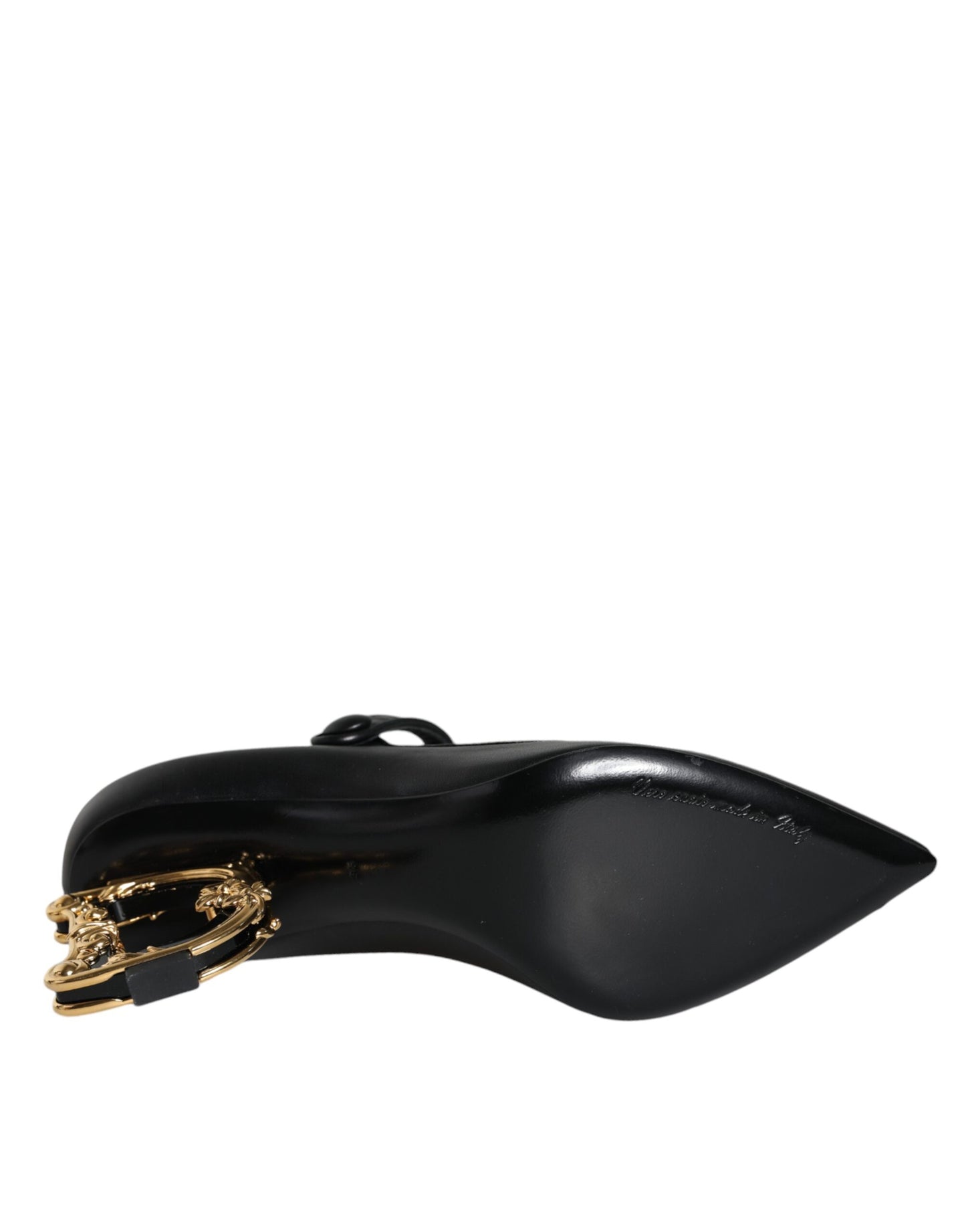 حذاء ماري جين بكعب عالٍ من الجلد الأسود من دولتشي آند غابانا بشعار