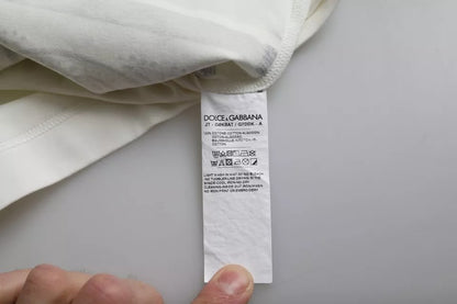 تي شيرت رجالي من دولتشي آند غابانا، قطني بأكمام قصيرة، مطبوع عليه باندانا أبيض