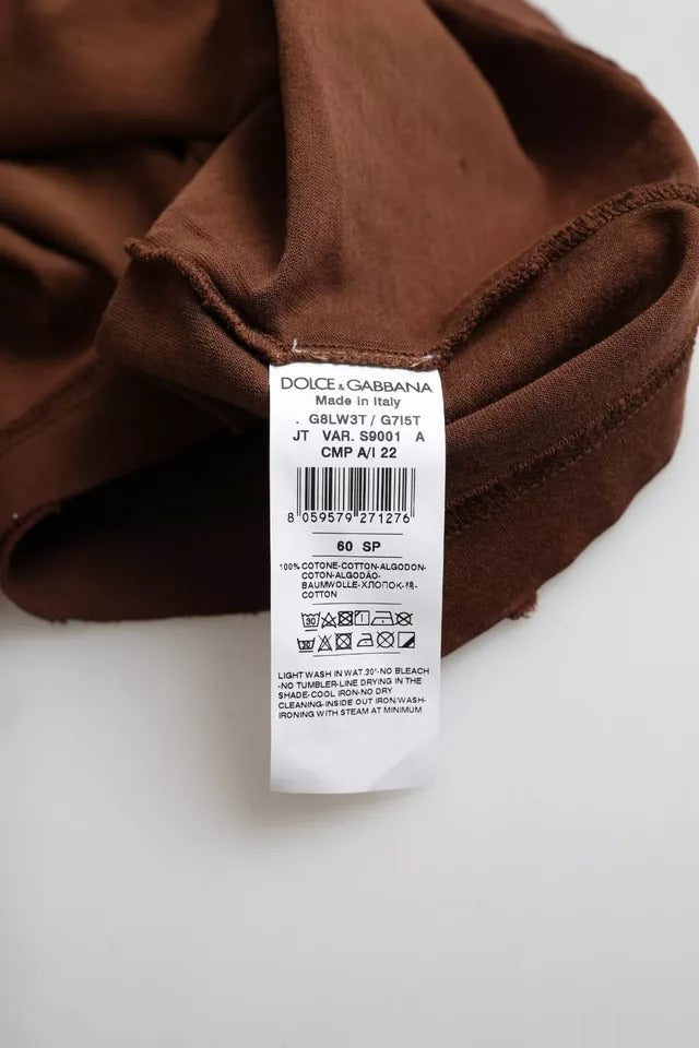 تي شيرت دولتشي آند غابانا بني اللون من القطن برقبة دائرية