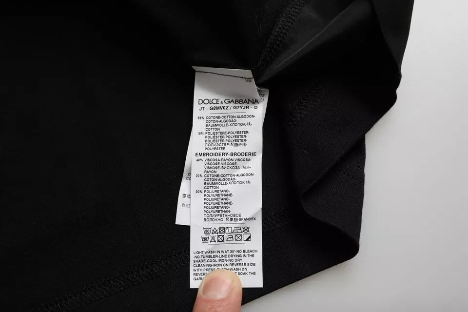 تيشيرت رجالي من دولتشي آند غابانا، قطن أسود، بأكمام قصيرة، بجيوب