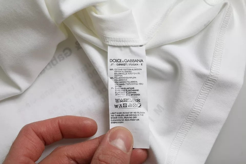 تي شيرت رجالي قطني بطبعة شفاه حمراء بيضاء من دولتشي آند غابانا