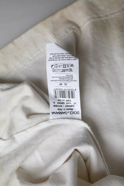 تي شيرت دولتشي آند غابانا أوف وايت بشعار قطني بياقة دائرية