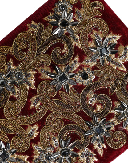 حقيبة كلاتش دولتشي آند غابانا ريد فيلفيت بإطار ذهبي للحفلات المسائية