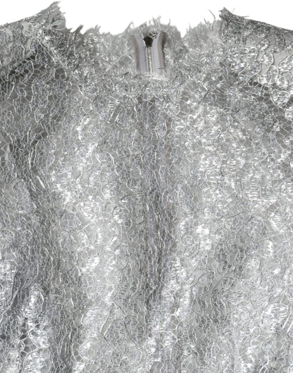 فستان دولتشي آند غابانا الفضي المزهر من الدانتيل