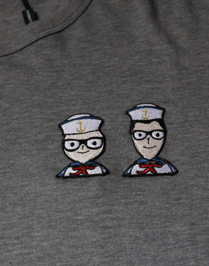 تي شيرت دولتشي آند غابانا رمادي قطني بأكمام قصيرة #DGFamily