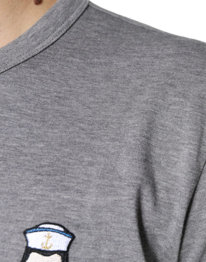 تي شيرت دولتشي آند غابانا رمادي قطني بأكمام قصيرة #DGFamily