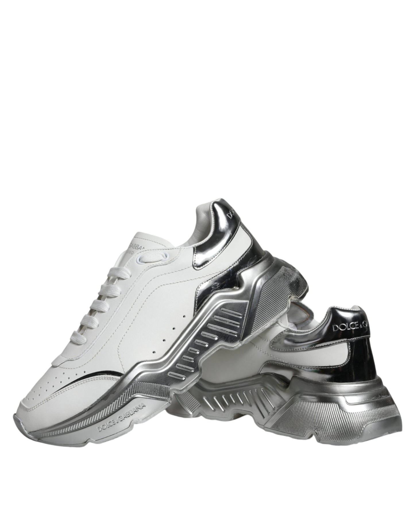 حذاء سنيكرز دولتشي آند غابانا دايماستر أبيض فضي منخفض الرقبة