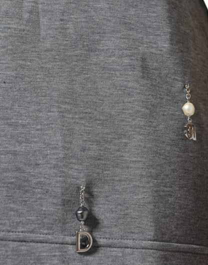 تي شيرت دولتشي آند غابانا رمادي من مزيج القطن المزخرف