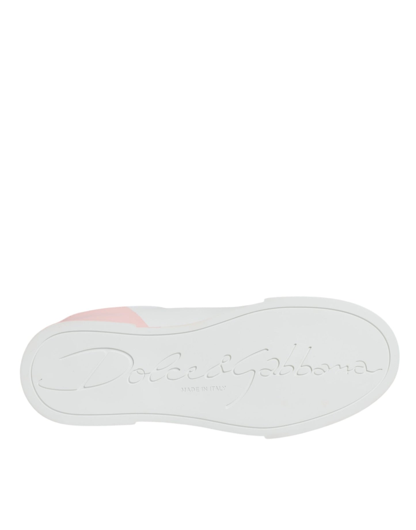 حذاء سنيكرز بورتوفينو أبيض وردي منخفض الارتفاع من دولتشي آند غابانا