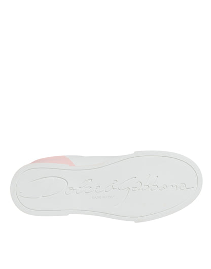 حذاء سنيكرز بورتوفينو أبيض وردي منخفض الارتفاع من دولتشي آند غابانا
