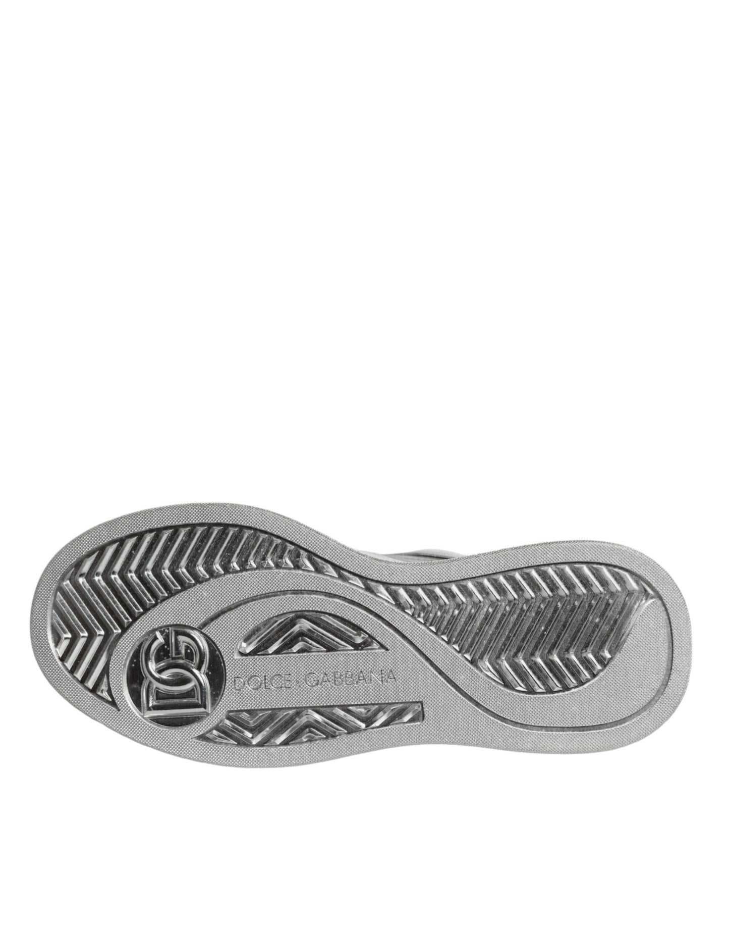 حذاء سنيكرز دولتشي آند غابانا أبيض فضي من الجلد منخفض الرقبة