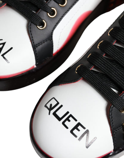 حذاء سنيكرز بورتوفينو من دولتشي آند غابانا باللون الأبيض والأحمر والكريستالات الجلدية