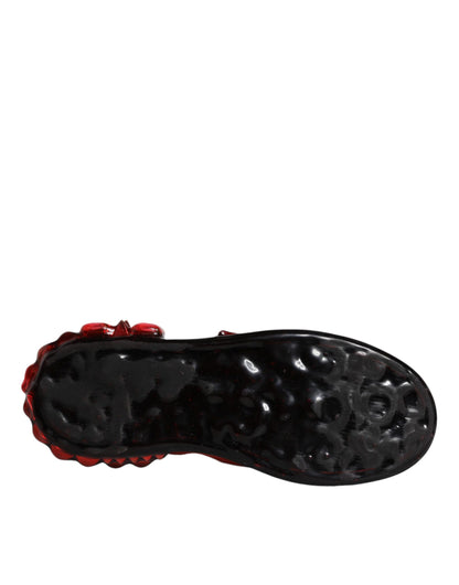 حذاء سنيكرز بورتوفينو من دولتشي آند غابانا باللون الأبيض والأحمر والكريستالات الجلدية