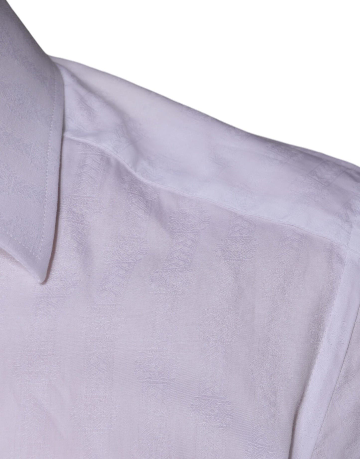 قميص رجالي رسمي من القطن باللون الأبيض من دولتشي آند غابانا باللون الذهبي