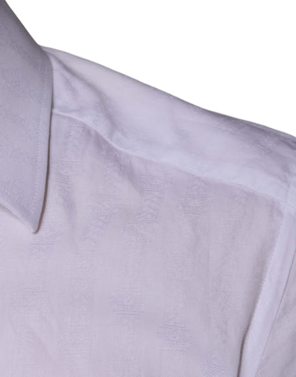 قميص رجالي رسمي من القطن باللون الأبيض من دولتشي آند غابانا باللون الذهبي