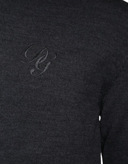 سترة دولتشي آند غابانا صوفية رمادية داكنة بياقة دائرية