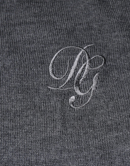 سترة دولتشي آند غابانا صوفية رمادية داكنة برقبة دائرية