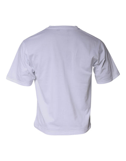 تي شيرت دولتشي آند غابانا أبيض من القطن بأكمام قصيرة وشعار DG