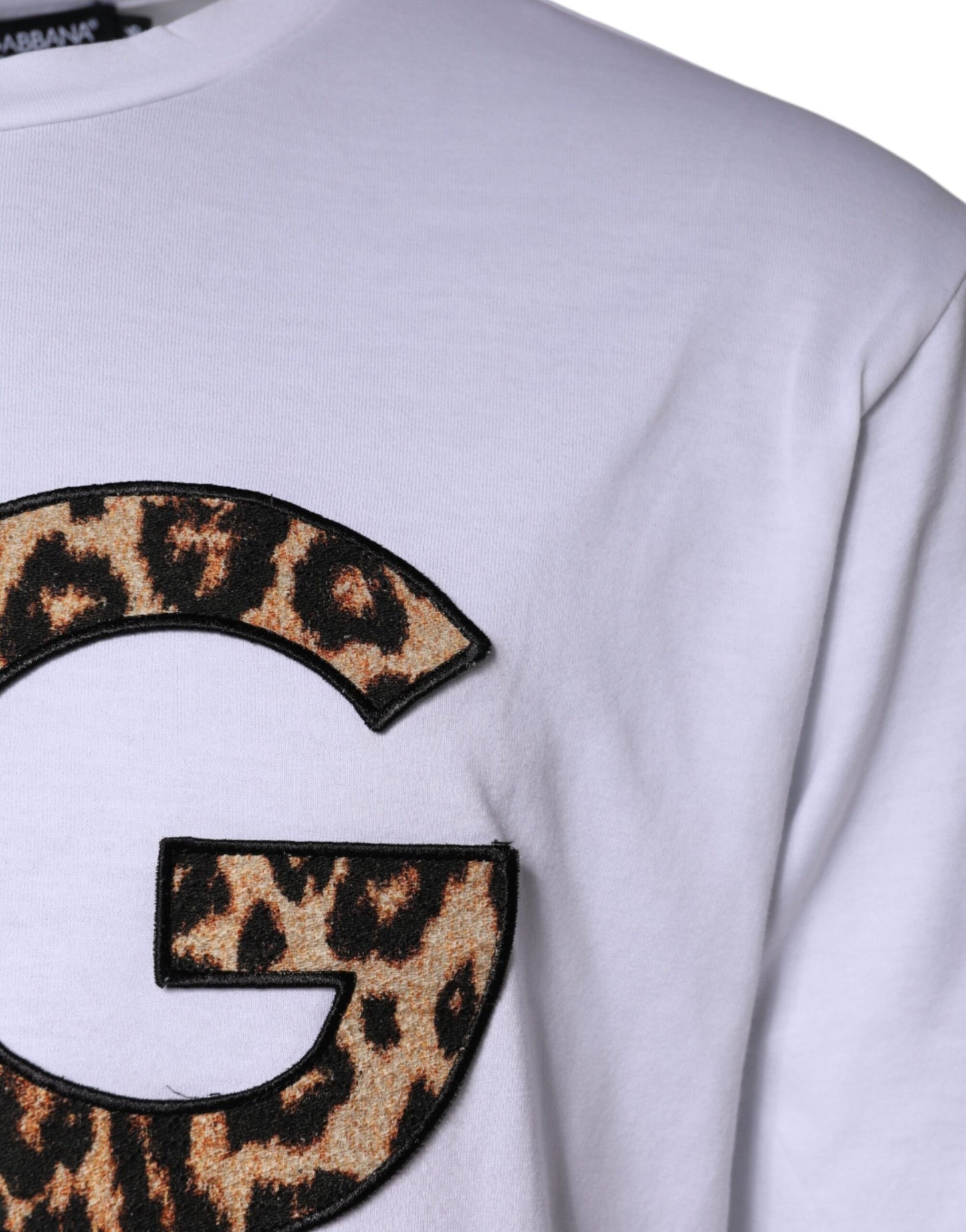 تي شيرت دولتشي آند غابانا أبيض من القطن بأكمام قصيرة وشعار DG