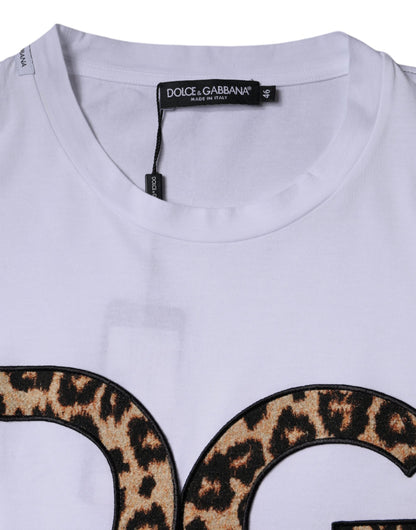 تي شيرت دولتشي آند غابانا أبيض من القطن بأكمام قصيرة وشعار DG