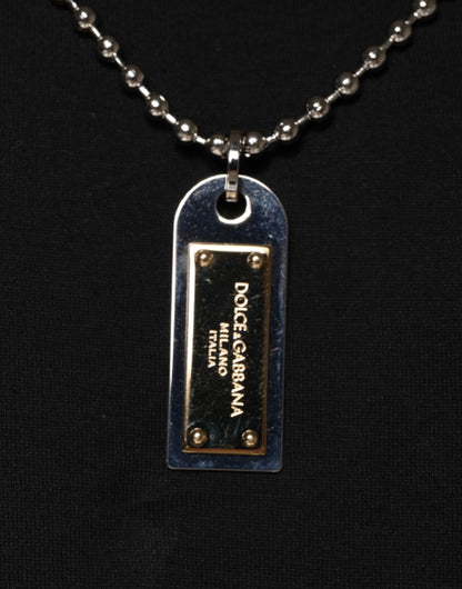 تي شيرت دولتشي آند غابانا الأسود القطني المزين بقلادة