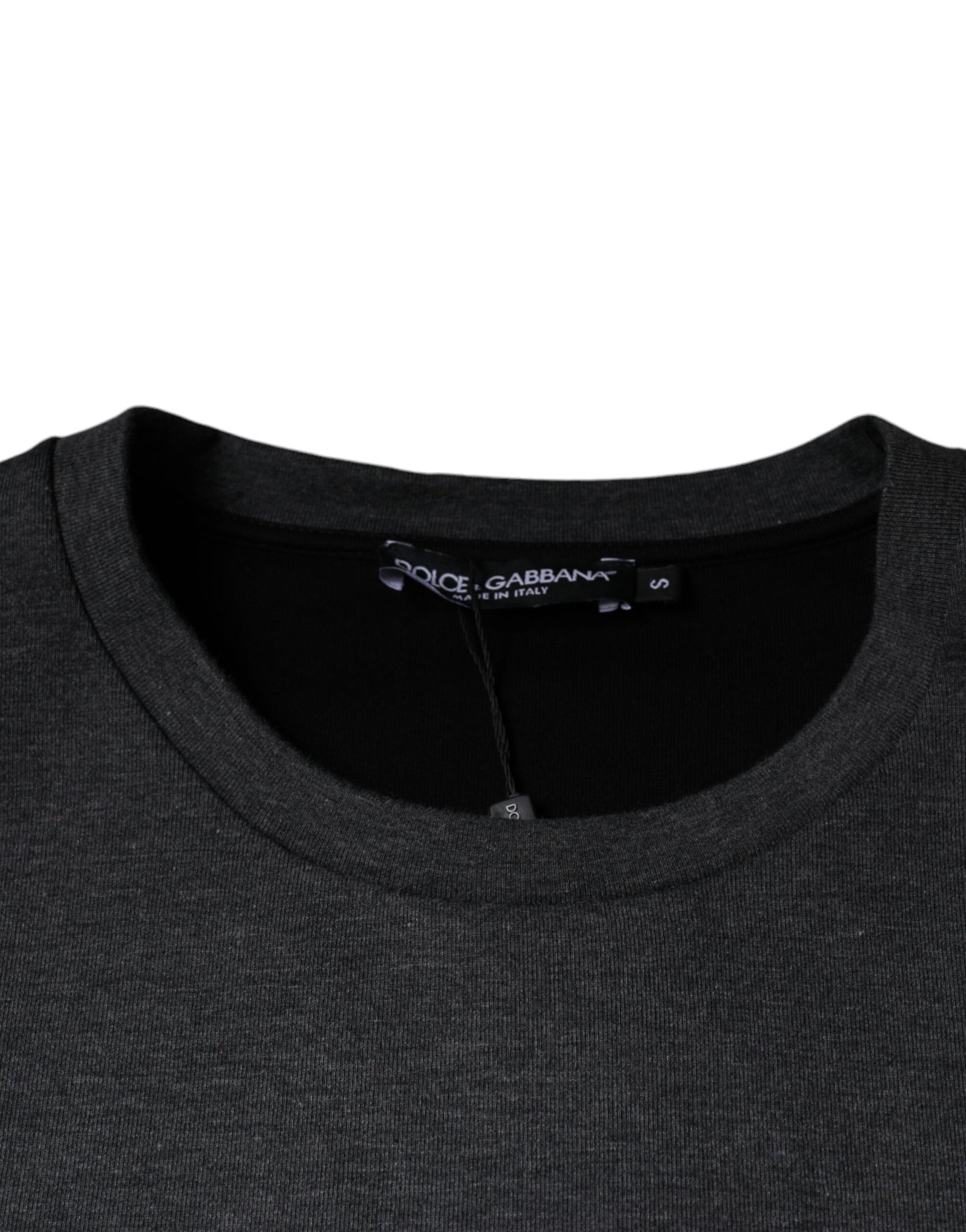 تي شيرت دولتشي آند غابانا رمادي داكن مموه بياقة دائرية