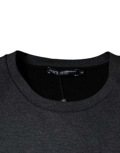 تي شيرت دولتشي آند غابانا رمادي داكن مموه بياقة دائرية