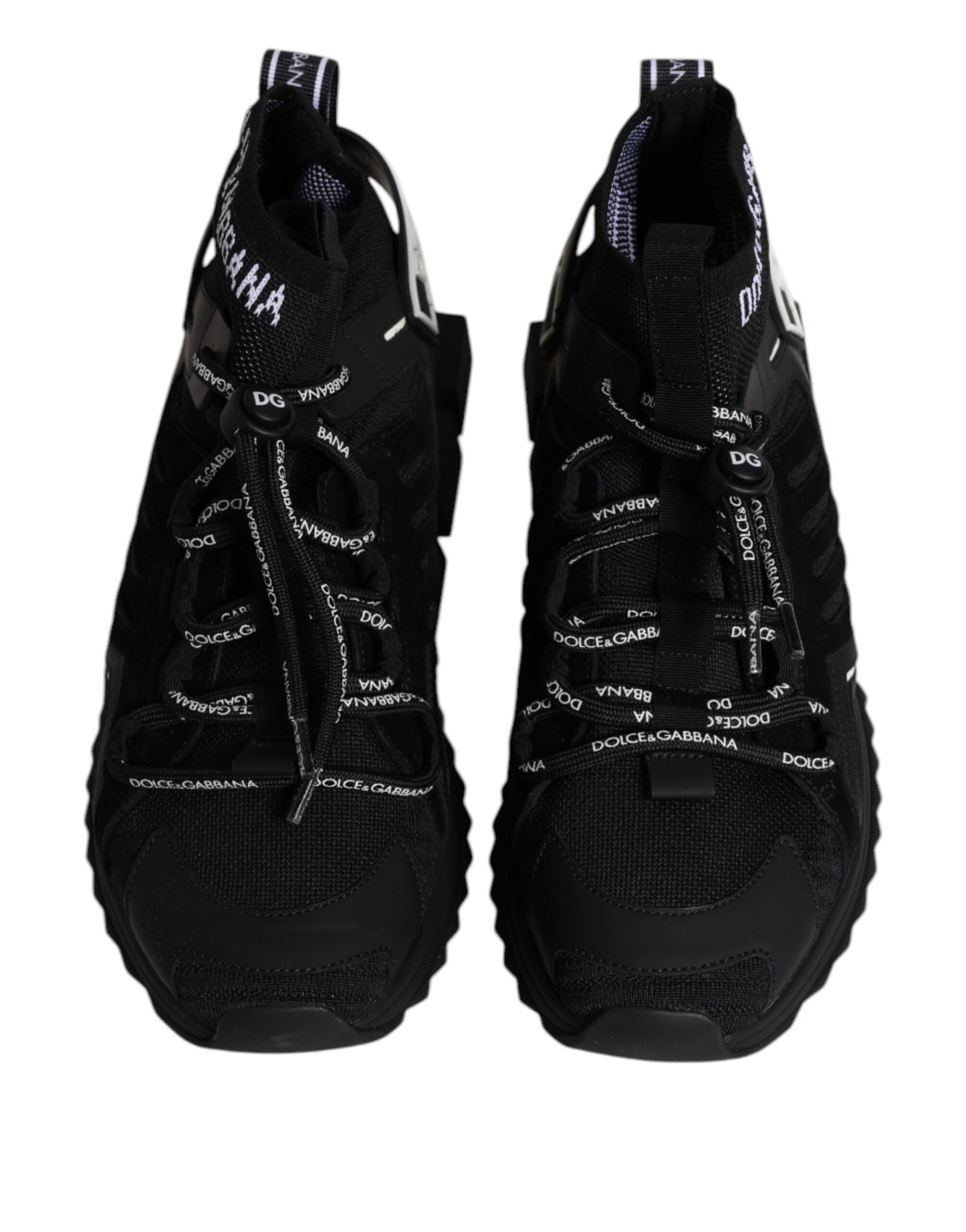 حذاء رياضي رجالي من دولتشي آند غابانا بشعار سورينتو باللون الأسود وجوارب وأحذية