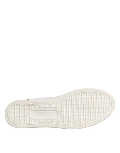 حذاء سنيكرز دولتشي آند غابانا لندن أبيض من جلد العجل