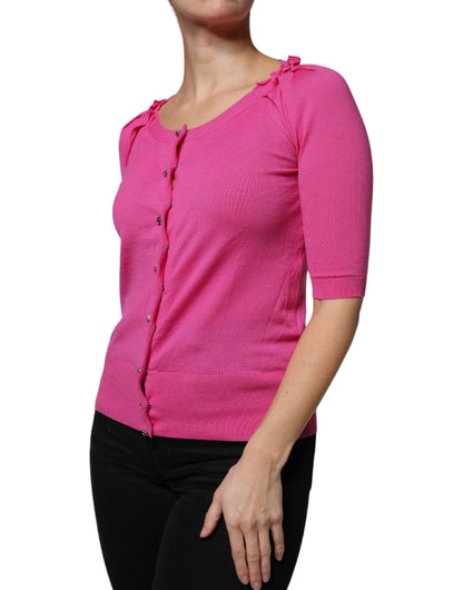 سترة كارديجان وردية من الصوف بأزرار من دولتشي آند غابانا