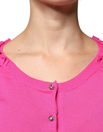 سترة كارديجان وردية من الصوف بأزرار من دولتشي آند غابانا