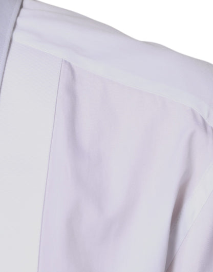 قميص رسمي من دولتشي آند غابانا باللون الأبيض من قماش البوبلين القطني الذهبي