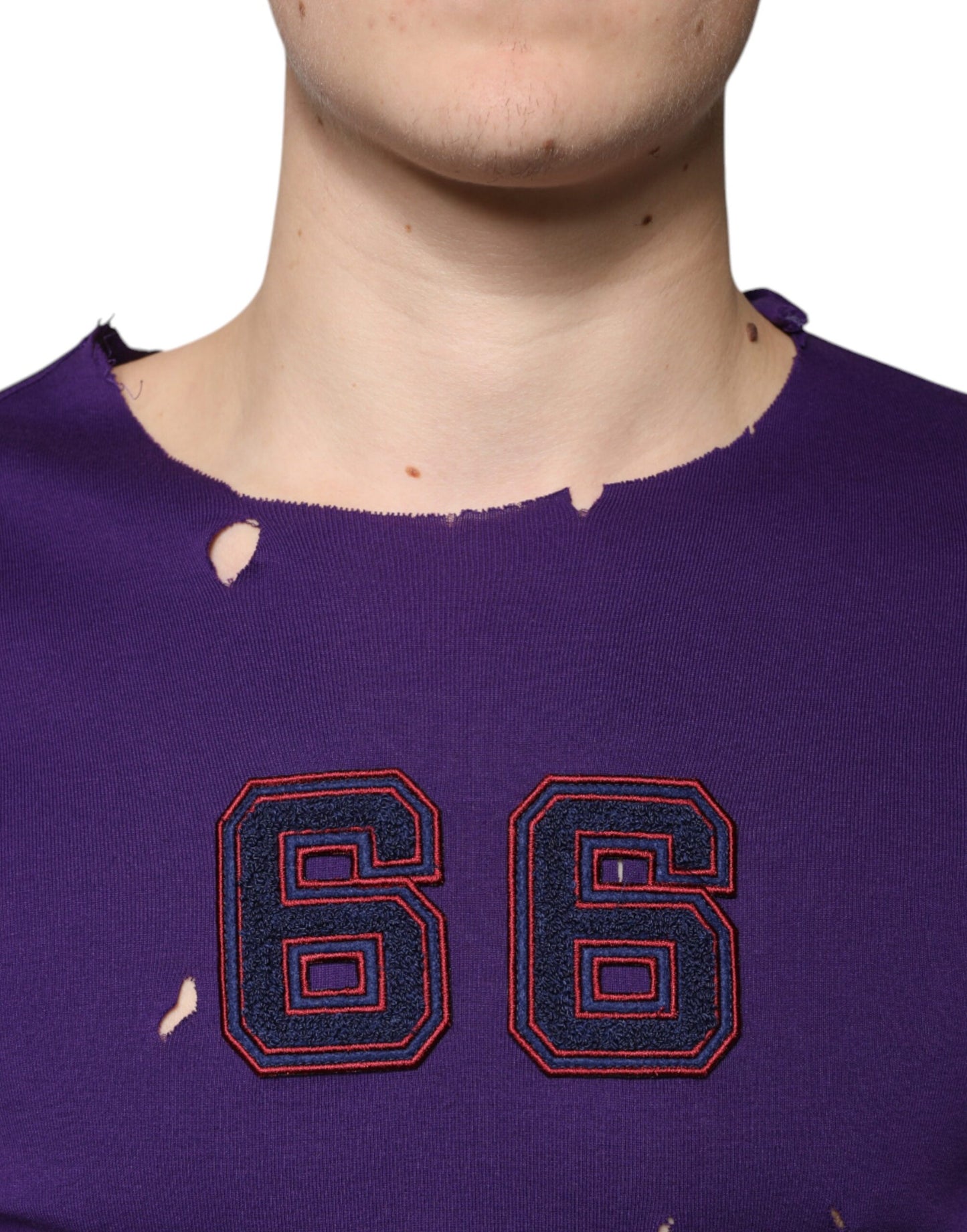 بلوفر رجالي من دولتشي آند غابانا، قطن بنفسجي، برقبة دائرية