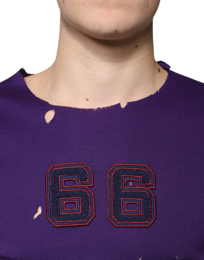 بلوفر رجالي من دولتشي آند غابانا، قطن بنفسجي، برقبة دائرية