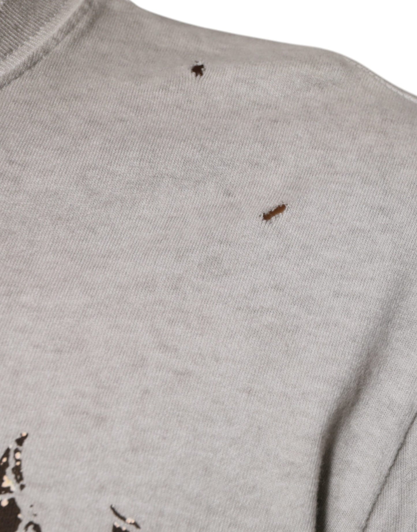 سترة دولتشي آند غابانا رمادية مطبوعة من القطن بياقة دائرية