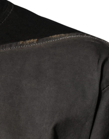 تي شيرت دولتشي آند غابانا بني بطبعة جرافيكية من القطن بياقة دائرية