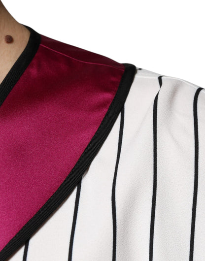 تي شيرت دولتشي آند غابانا متعدد الألوان بشعار جيرسي وأزرار وفتحة رقبة على شكل حرف V