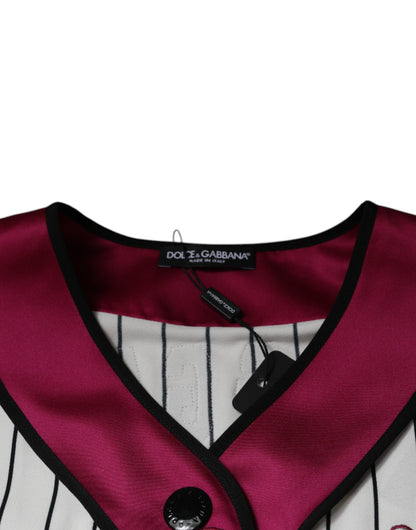 تي شيرت دولتشي آند غابانا متعدد الألوان بشعار جيرسي وأزرار وفتحة رقبة على شكل حرف V