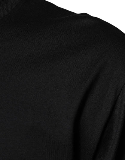 تي شيرت دولتشي آند غابانا أسود من القطن بياقة دائرية وأكمام قصيرة