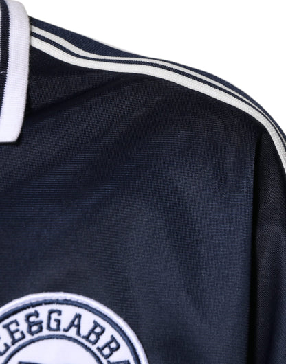 تي شيرت دولتشي آند غابانا أزرق أبيض ميلانو بأكمام طويلة من الجيرسي