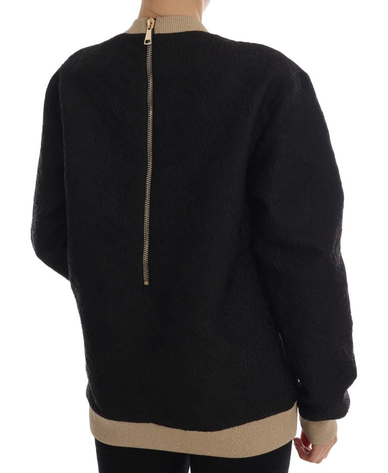 سترة دولتشي آند غابانا السوداء بسحاب من قماش بروكيد القصص الخيالية