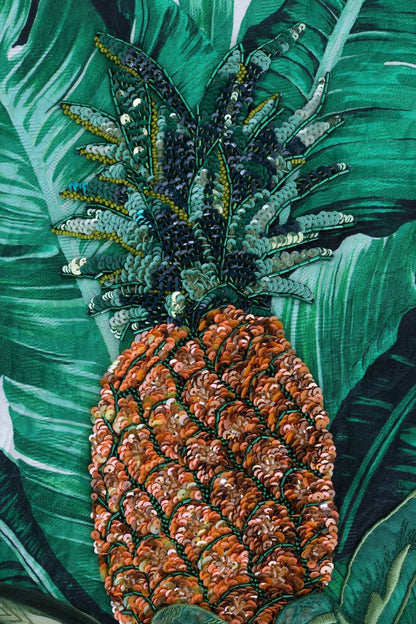 سترة دولتشي آند غابانا بياقة دائرية مزينة بالترتر والأناناس والموز